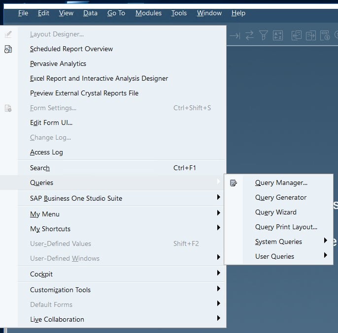 sap business one interface, navigation, customization