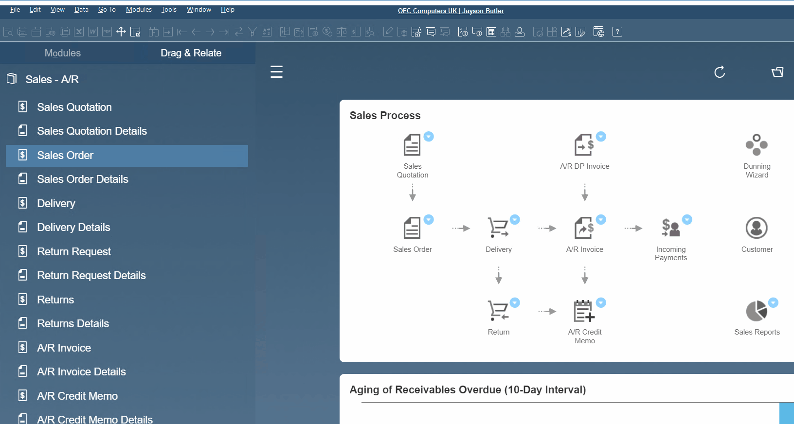 sap business one interface, navigation, customization
