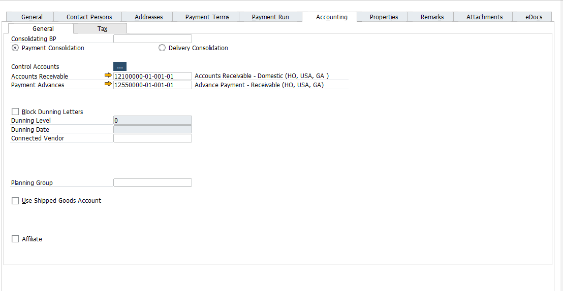 SAP B1 Business Partner Master Data