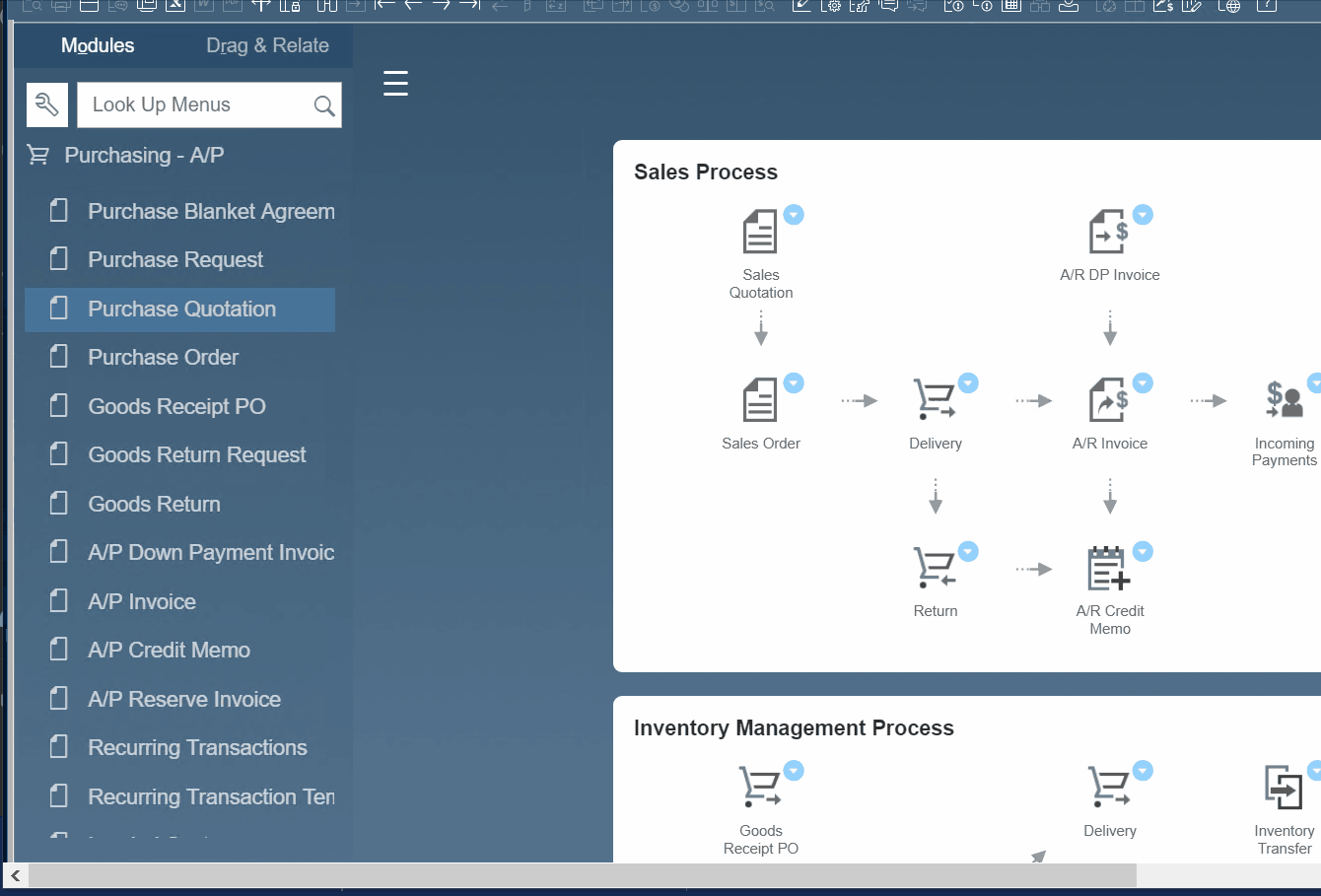 create documents from master data sap business one