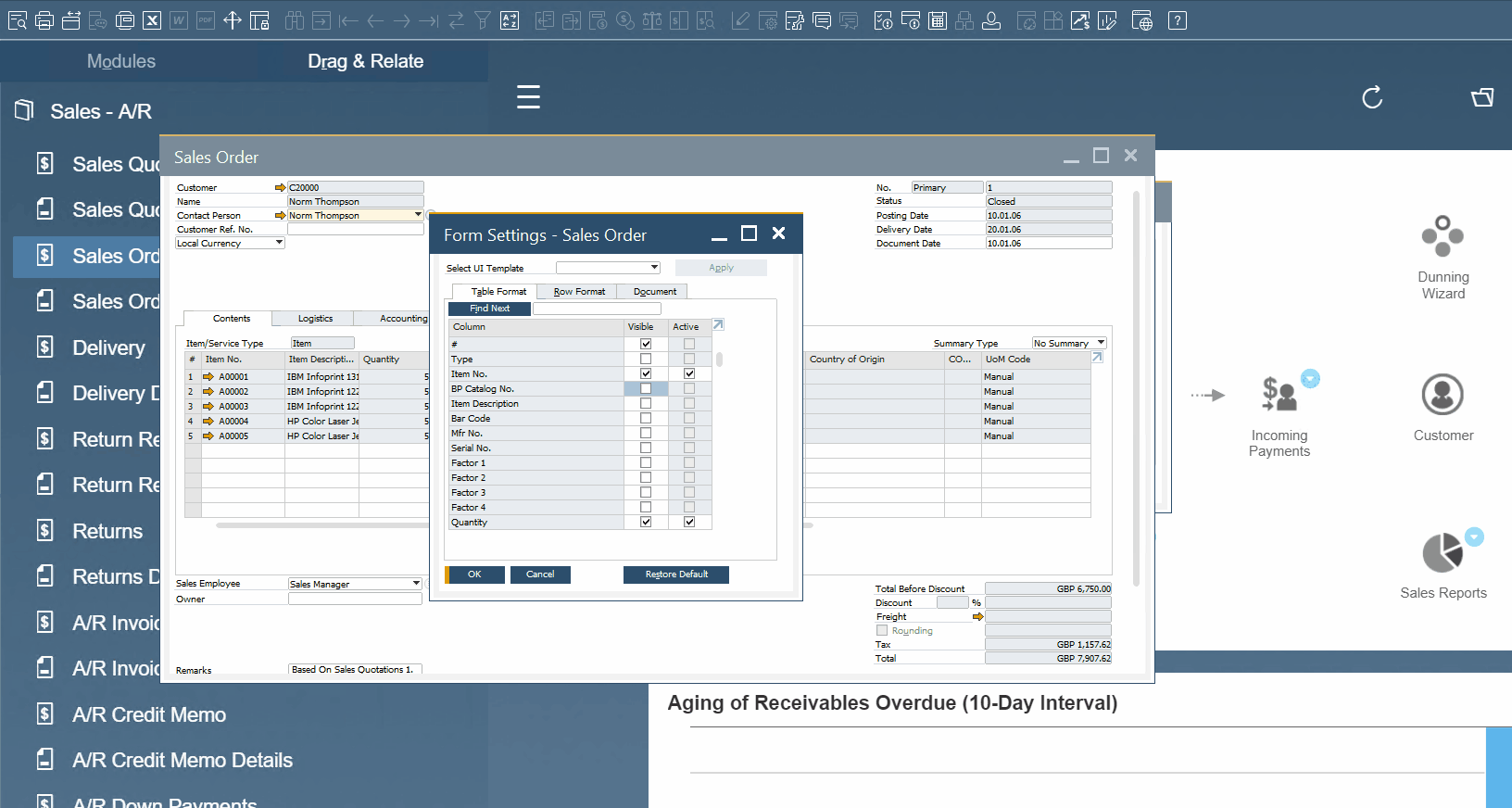 sap business one interface, navigation, customization