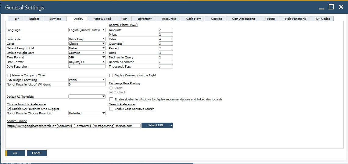 sap business one interface, navigation, customization