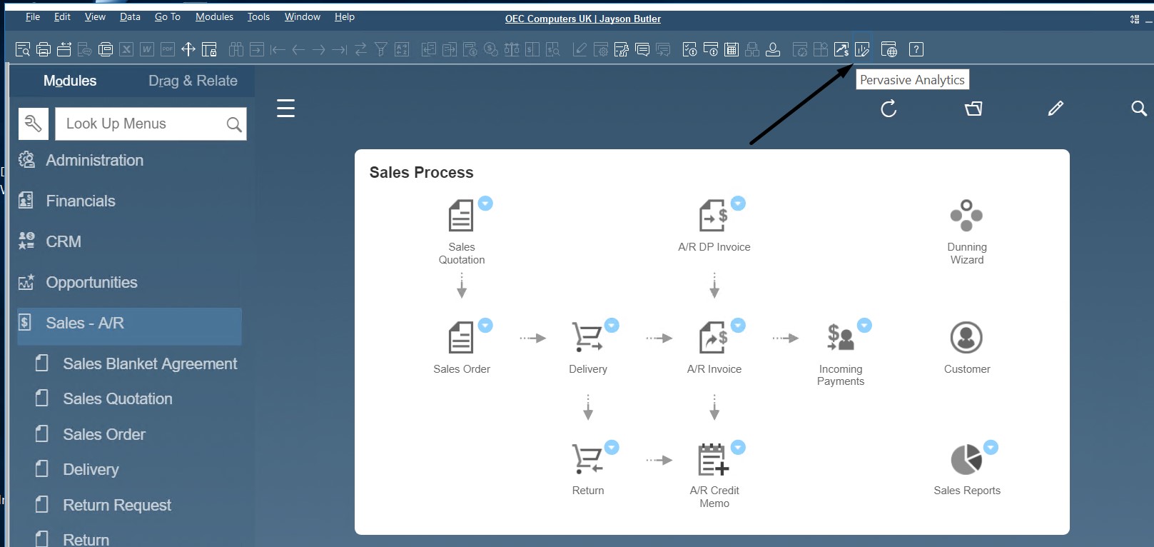 sap business one interface, navigation, customization